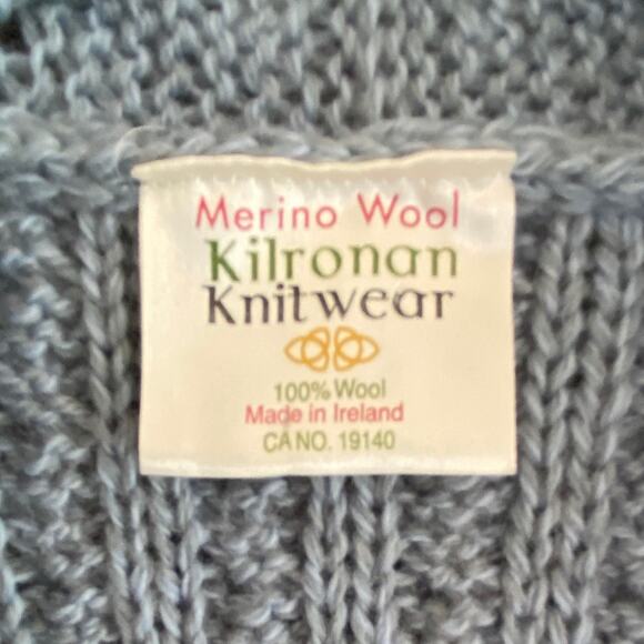 KILRONAN KNITWEAR Sz S Merino Wool Cable Knit Longline Vest Sleeveless Cardigan - Picture 2 of 10